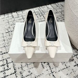 Celine Off-White Patent Leather Heels